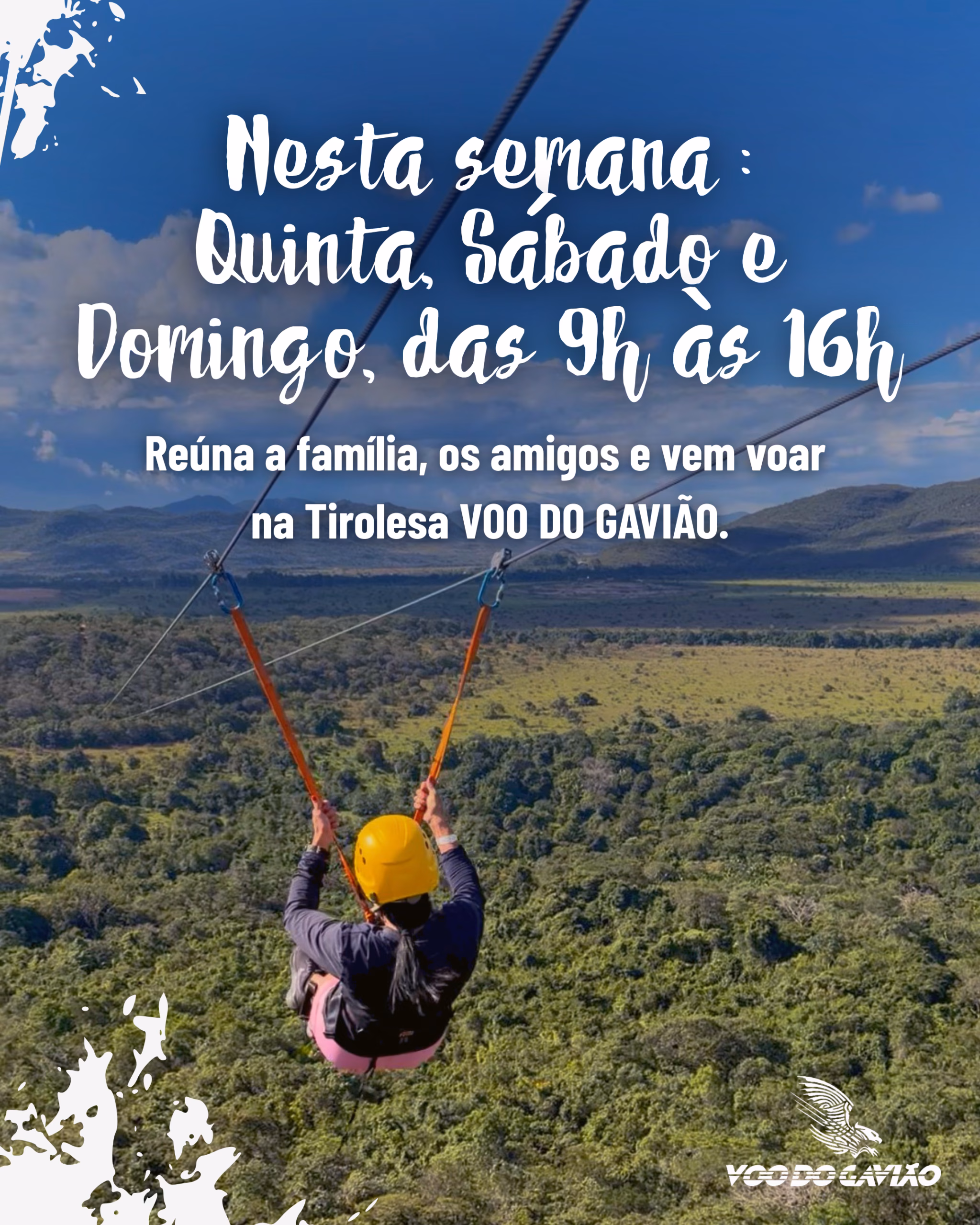 Tirolesa Voo do Gavião acontece todo final de semana na Fazenda São Bento
