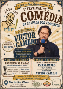 Cartaz do Festival de Comédia do Bar do Seu Claro em São Jorge - Chapada dos Veadeiros