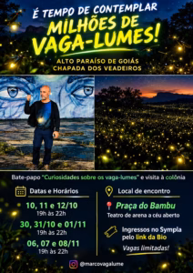 Vaga-lumes na Chapada dos Veadeiros em evento de contemplação em Alto Paraíso de Goiás, de 10 a 12 de outubro